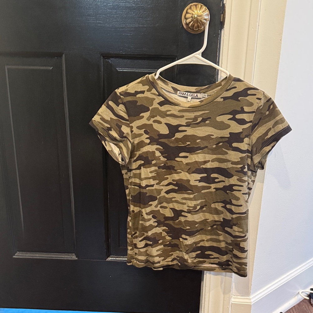 Pam & Gela Camo Tee - Olive & Brown